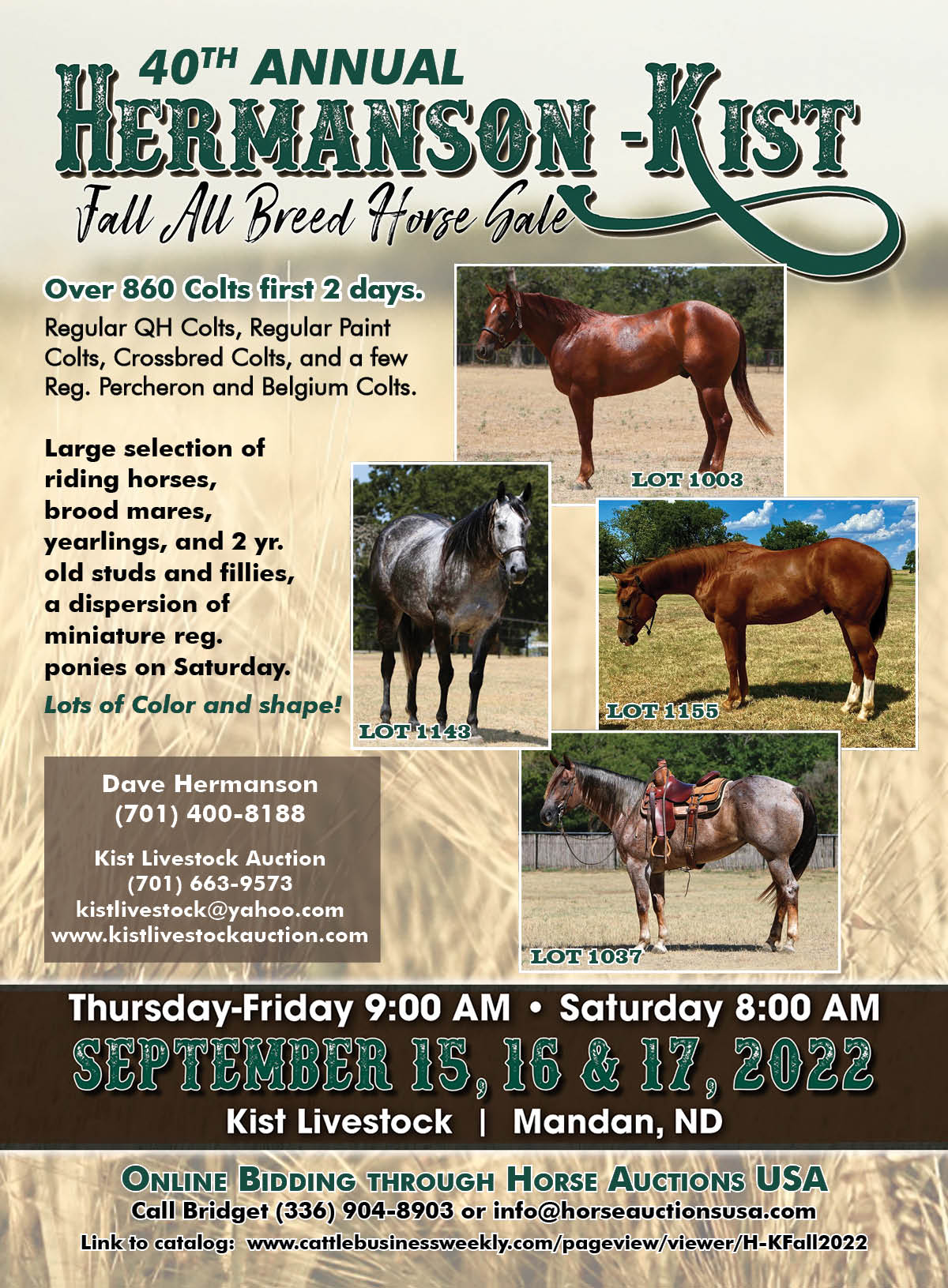 40th Annual HermansonKist Fall All Breed Horse Sale